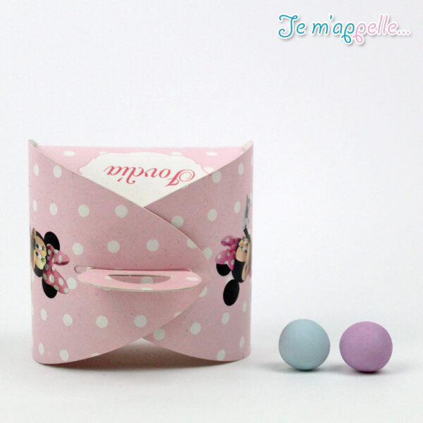 Μπομπονιέρα χάρτινο κουτάκι με τύπωση Minnie Mouse πουά ροζ