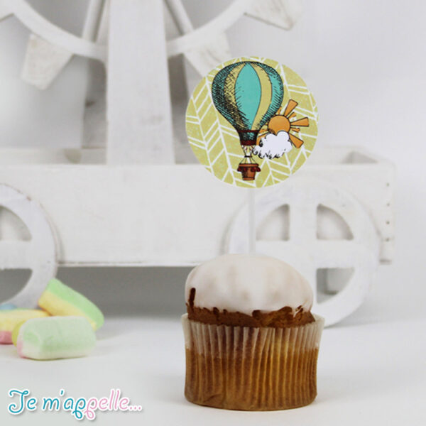 Cupcake toppers με θέμα αερόστατο