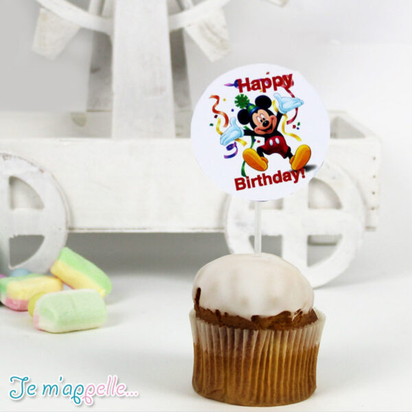 Cupcake toppers με θέμα Mickey mouse happy birthday