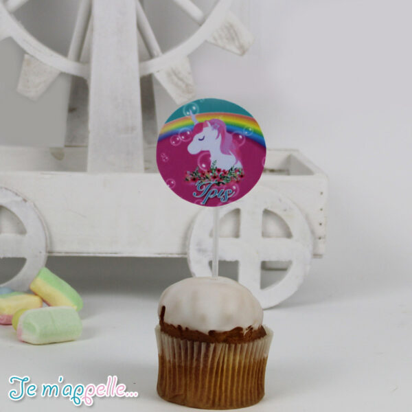 Cupcake toppers με θέμα μονόκερος ρόζ βεραμάν