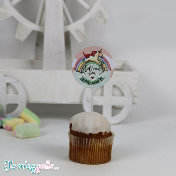 Cupcake toppers με θέμα μονόκερος