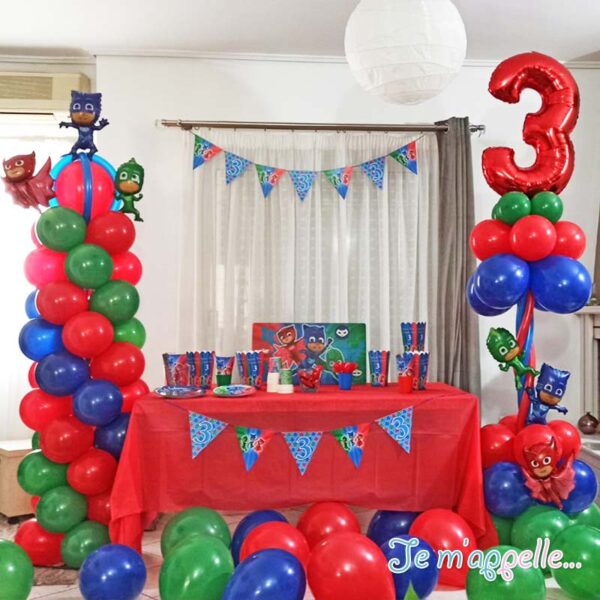Σύνθεση απο μπαλόνια για πάρτυ Πιτζαμοήρωες