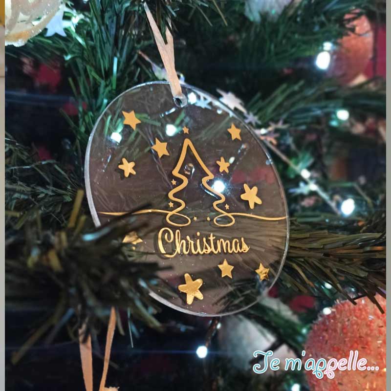 Χριστουγεννιάτικα στολίδι δέντρου plexiglass και χρυσοτυπία