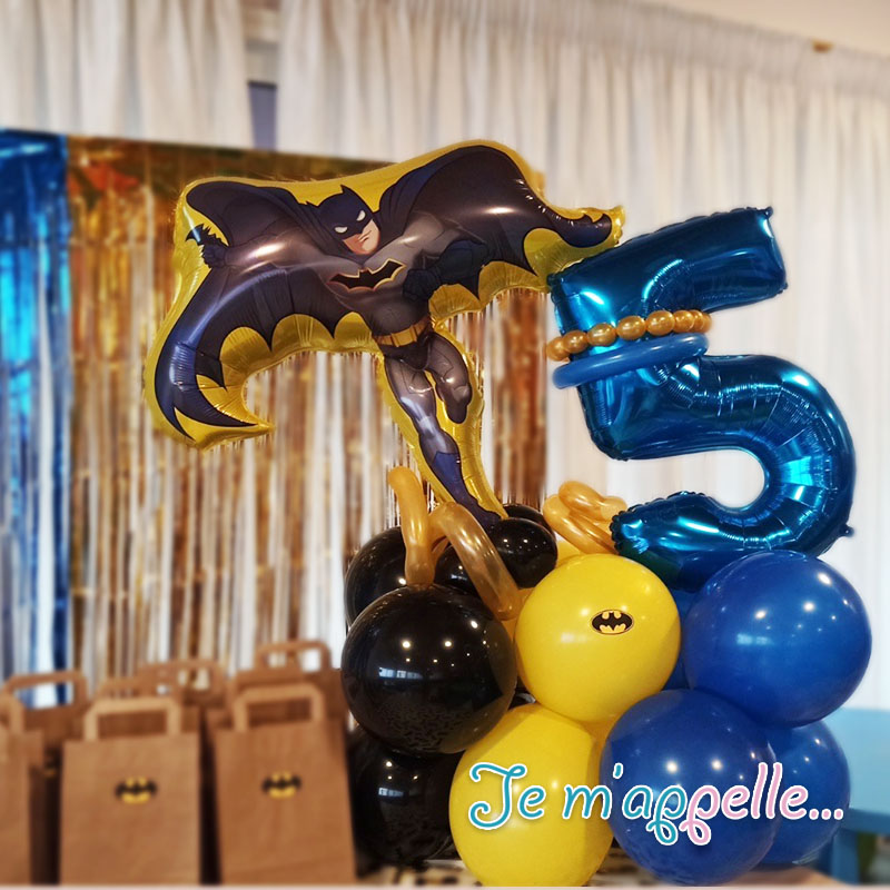 Σύνθεση απο μπαλόνια για πάρτυ Batman μπλε μαύρο